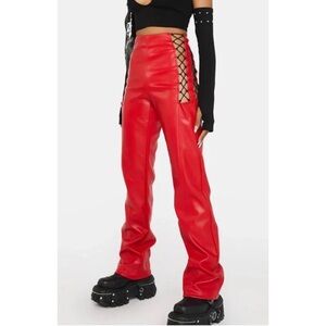 The Kript Red Jaxon Vegan Leather Pants